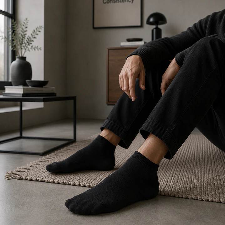Pack 12 Pares Calcetines Tobilleros Negros Hombre 6
