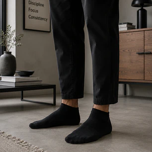 Pack 12 Pares Calcetines Tobilleros Negros Hombre
