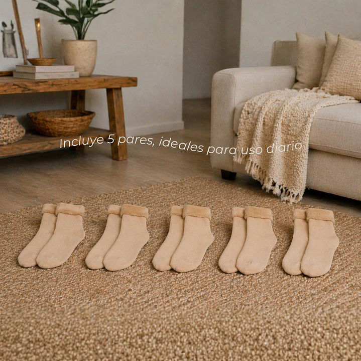 Pack de 5 Medias Térmicas Cortas en Beige 6