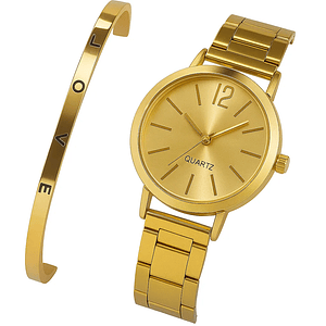 PACK Relógio Analógico + Pulseira 8315 Dourado