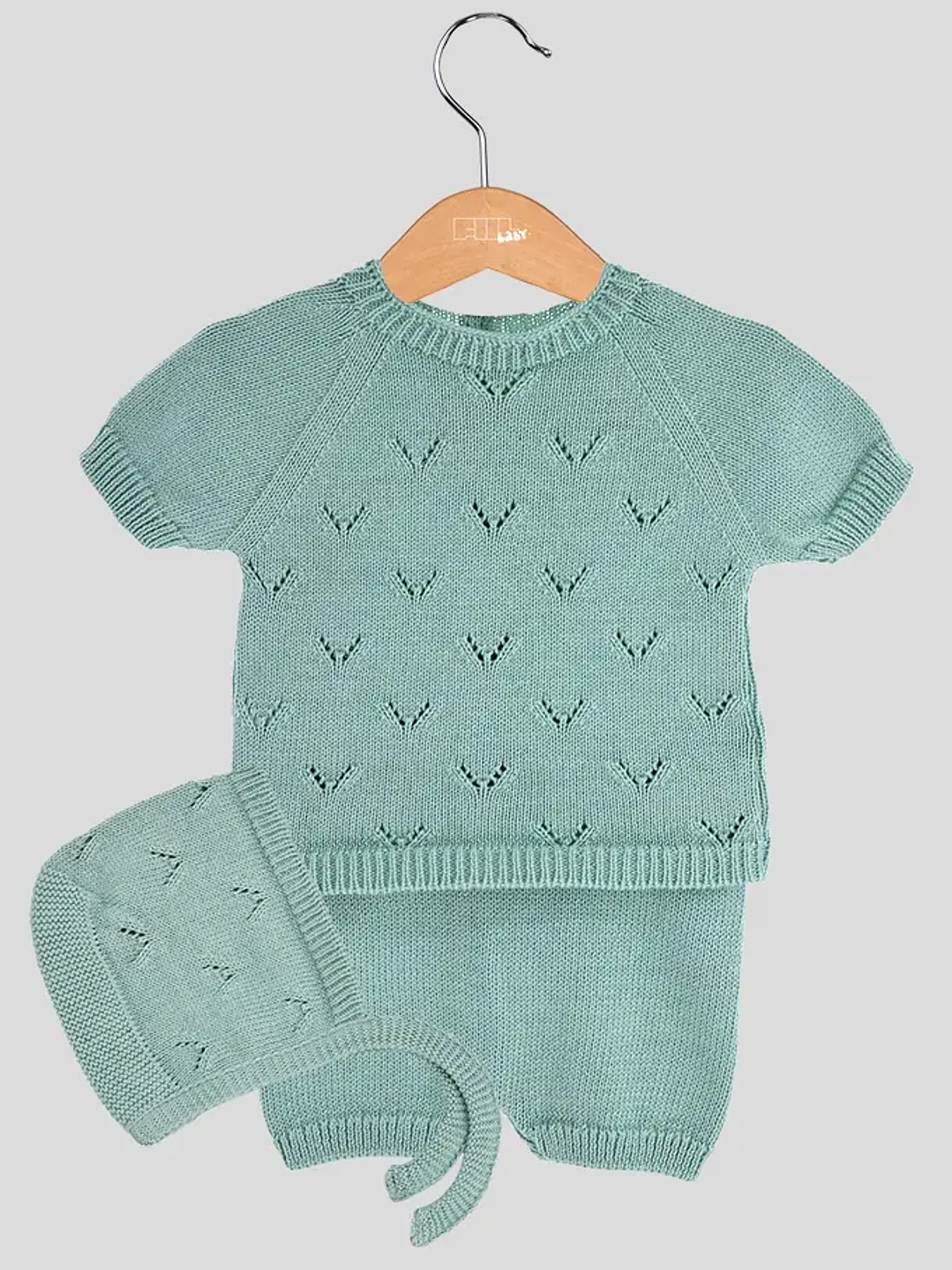 Conjunto Bebé Malha Sem Gola 3 Peças V 1