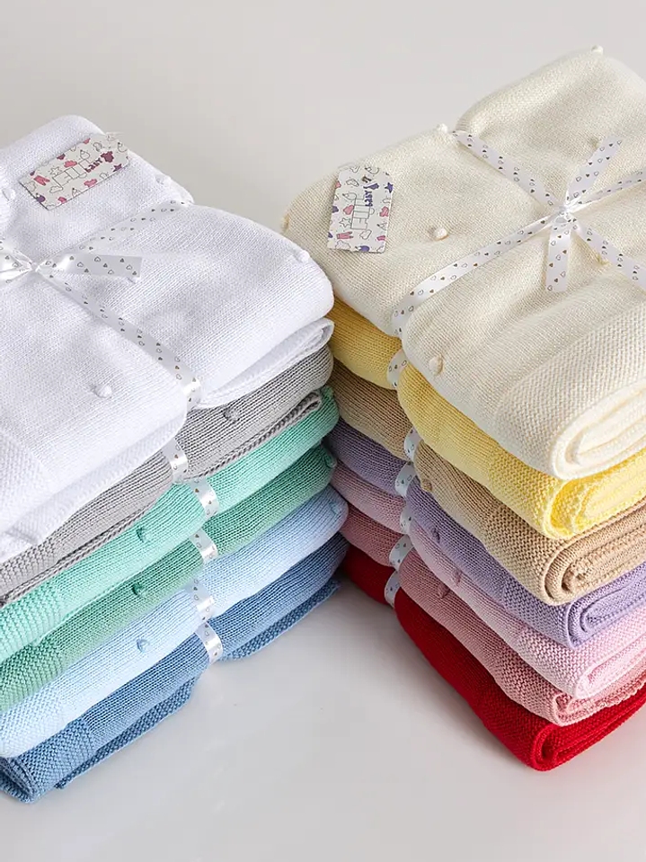 Manta Bebé Malha Algodão Pompom 3