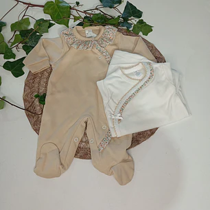 Babygrow camel com body e calcinha