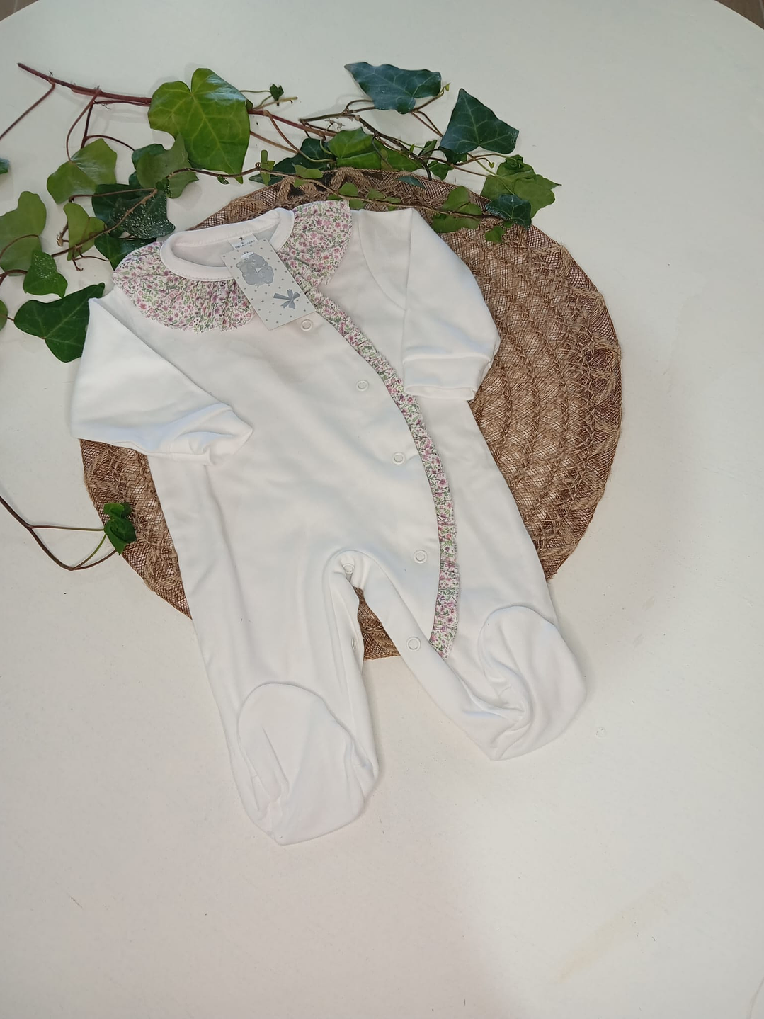 Babygrow folho flores rosa 1
