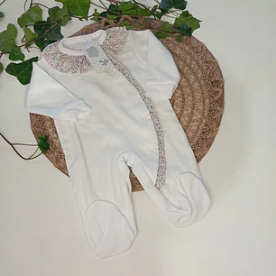 Babygrow folho flores rosa