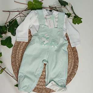 Conjunto jardineira e camisola 3,6,12