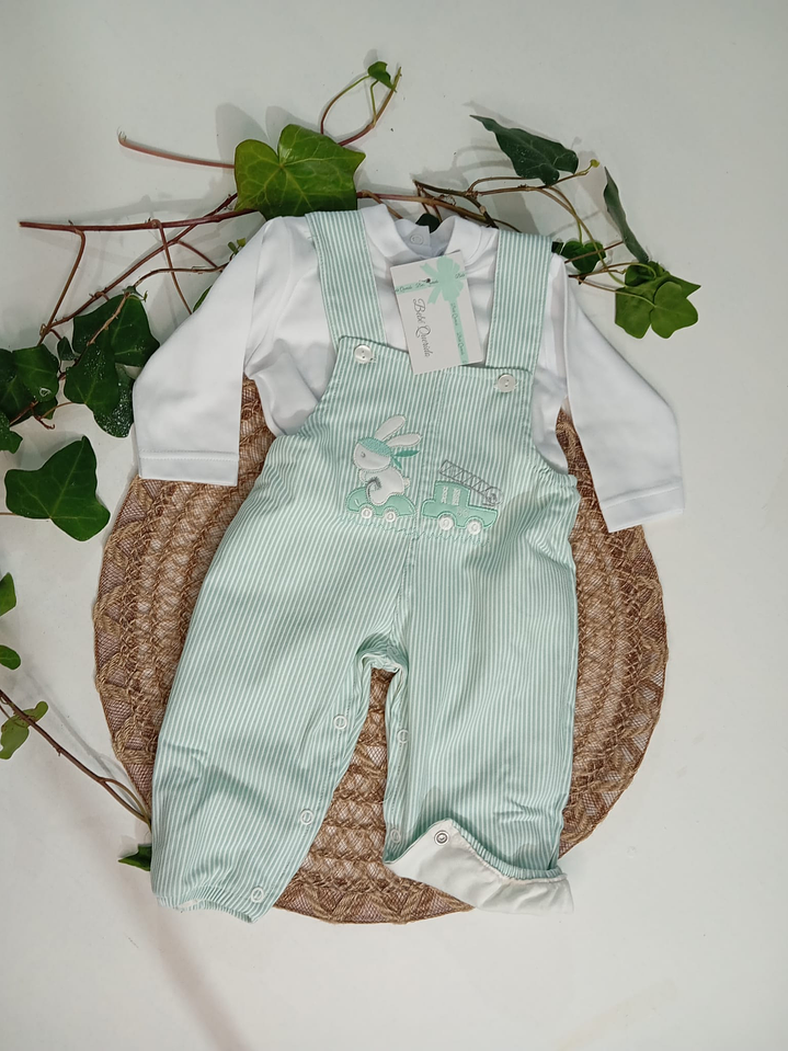 Conjunto jardineira e camisola 3,6,12 1