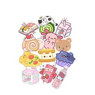 Stickers Calcos Cute Gatos Comida N2 X25 Compu Celu Interiores
