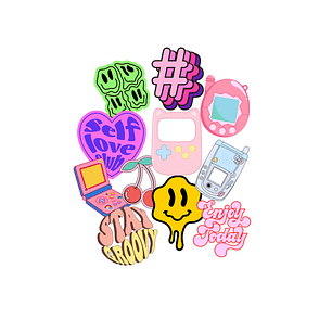 Stickers Calcos Cute Y2K N2 X25 Compu Celu Interiores