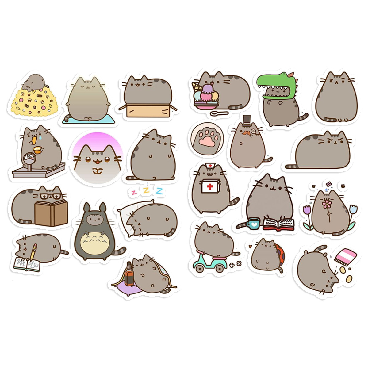 Stickers Calcos Pusheen Cat N1  X25 Compu Celu Interiores 1