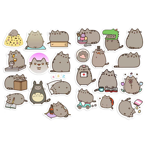 Stickers Calcos Pusheen Cat N1  X25 Compu Celu Interiores