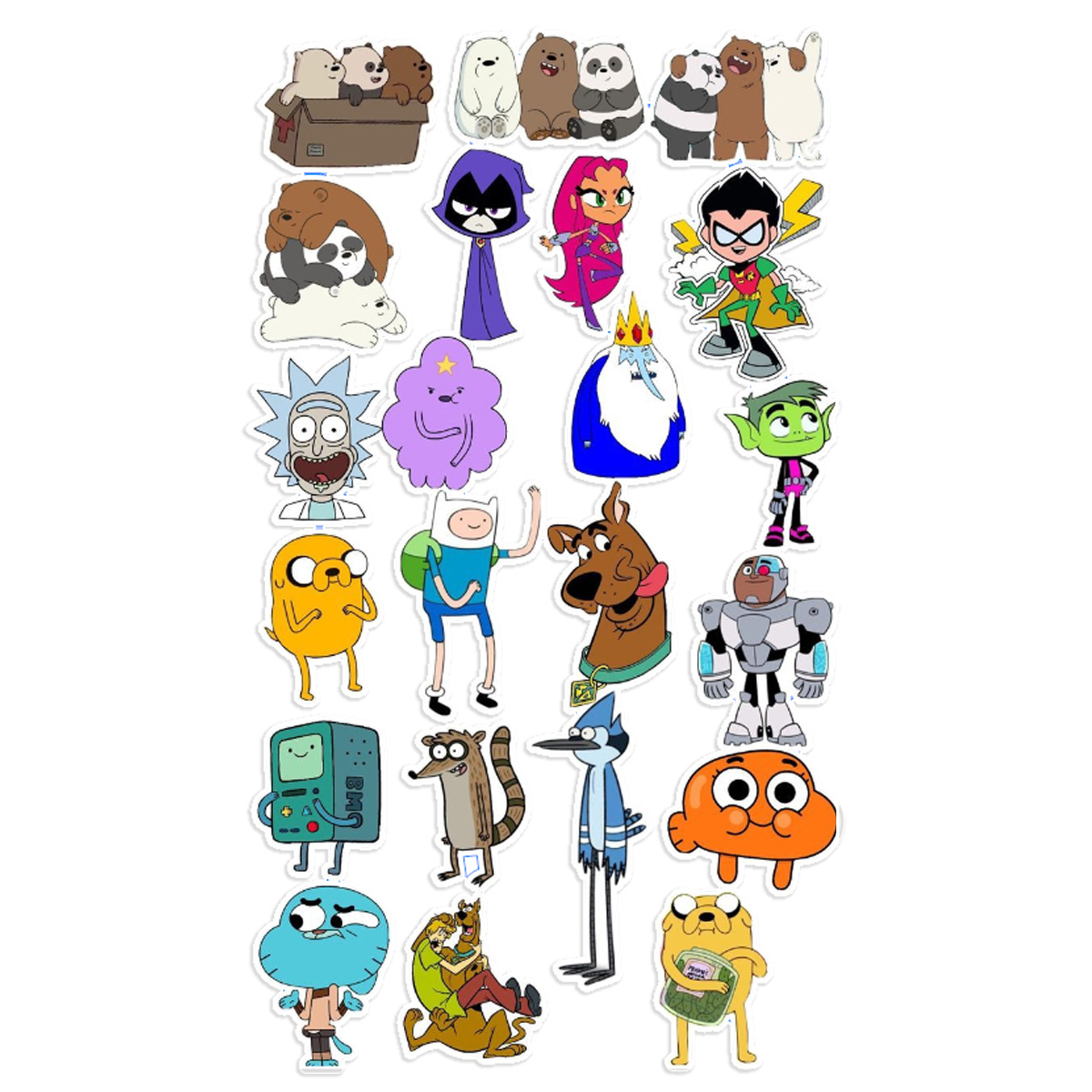 Stickers Calcos Pack Cartoon Varios N1 X25 Compu Celu Interiores 1