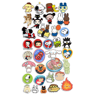 Stickers Calcos Pack Cartoon Retro N1 X25 Compu Celu Interiores