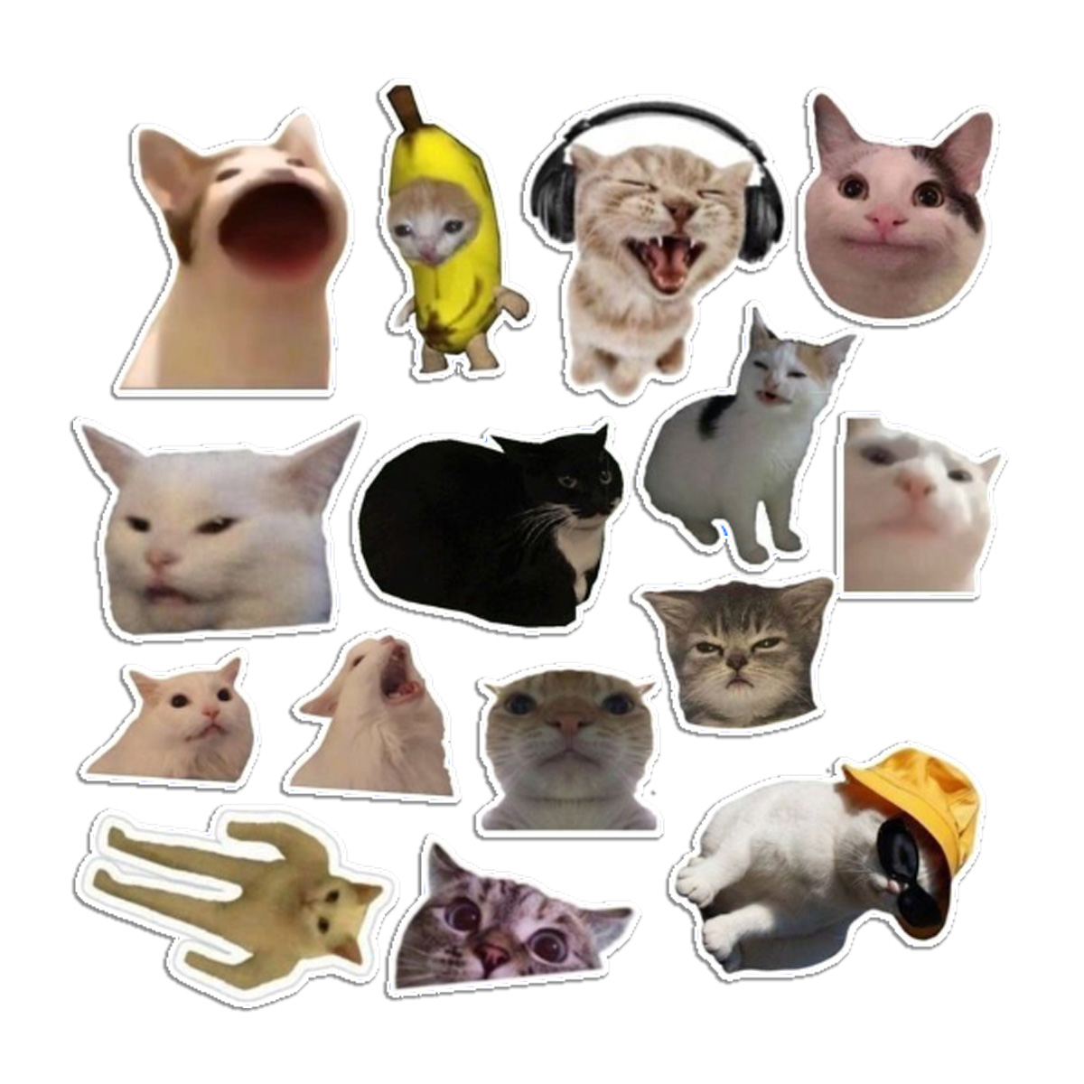 Stickers Calcos Memes Gatos N5 X25 Compu Celu Interiores 1