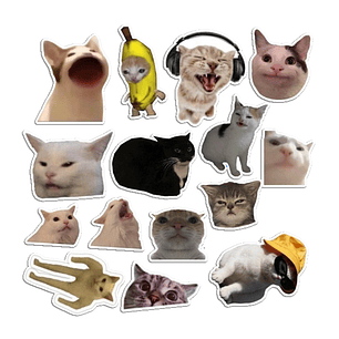 Stickers Calcos Memes Gatos N5 X25 Compu Celu Interiores