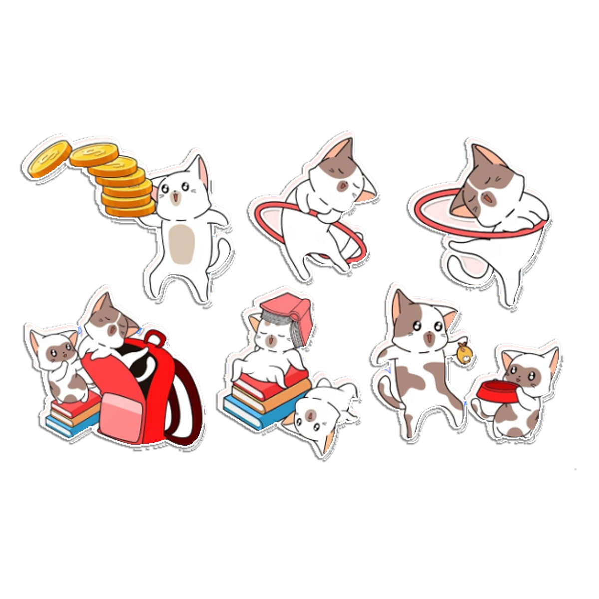 Stickers Calcos Gatos Cute N 2 X25 Compu Celu Interiores 2