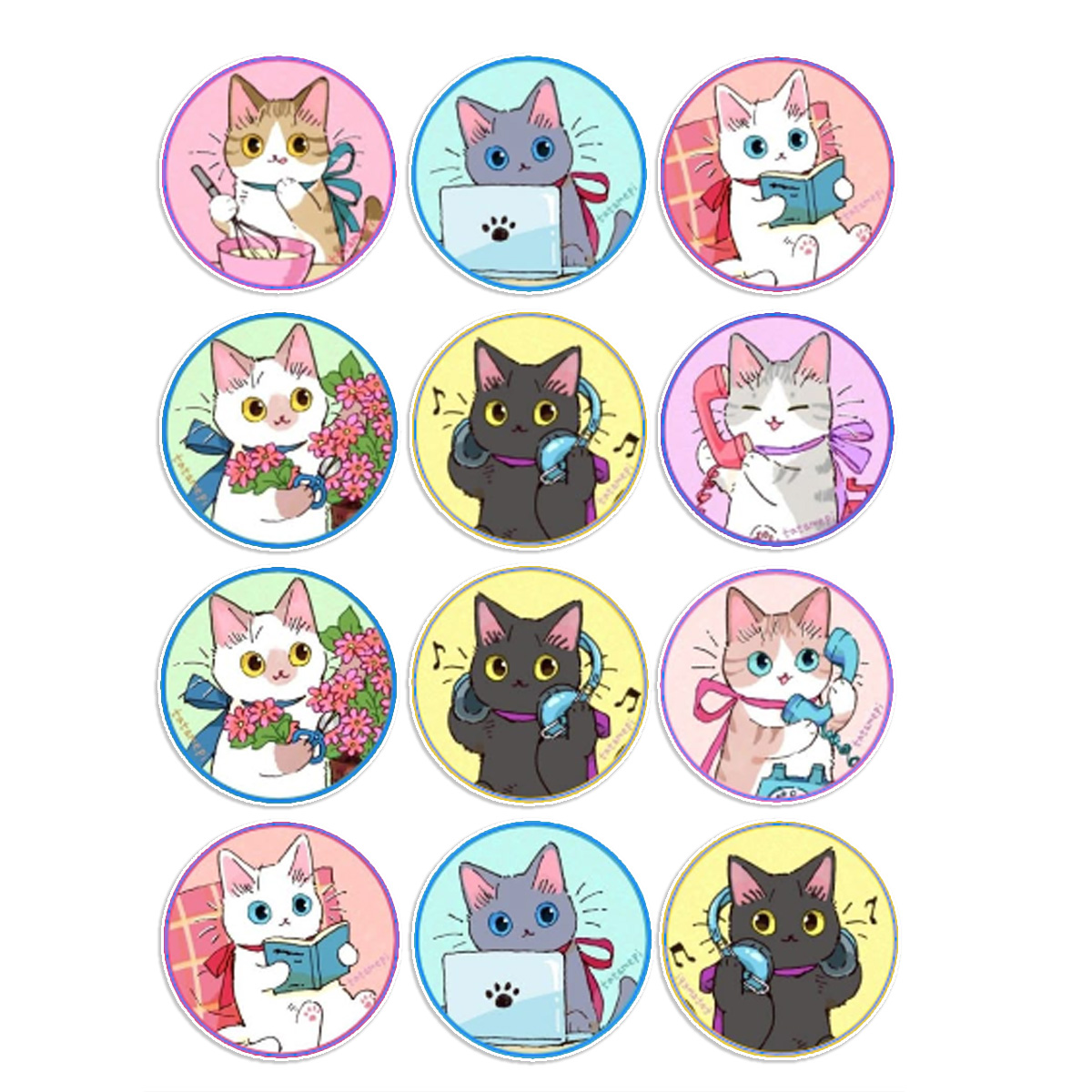 Stickers Calcos Gatos Cute N 2 X25 Compu Celu Interiores 3