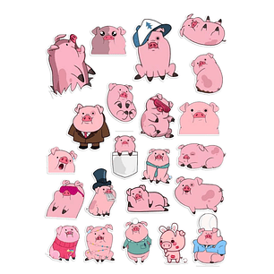 Stickers Calcos Waddles Gravity Falls X25 Compu Celu Interiores