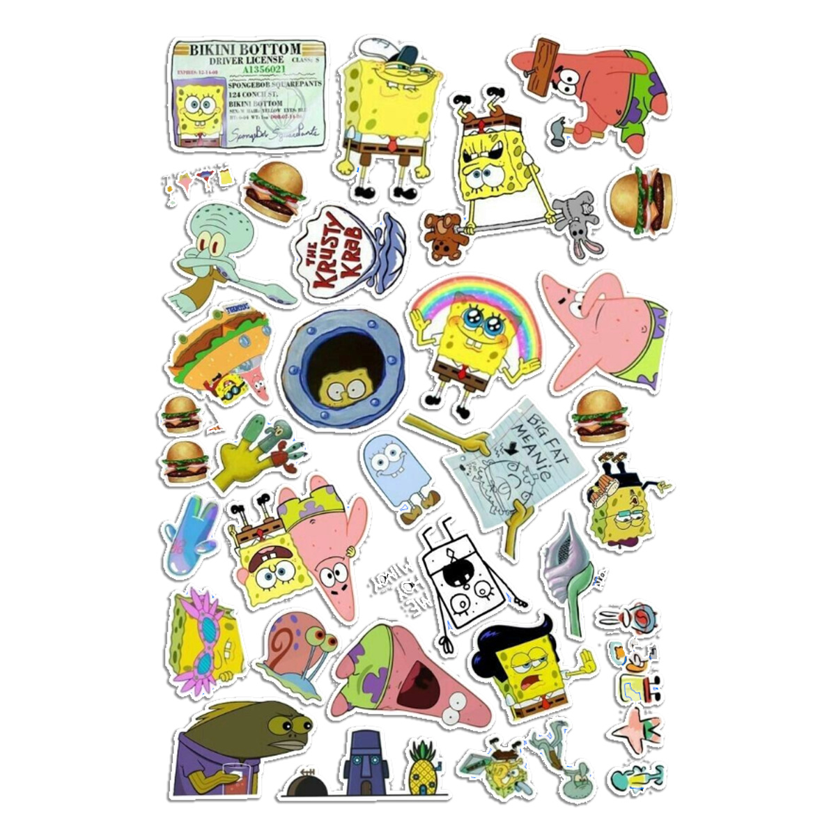 Stickers Calcos Bob Esponja N1 X25 Compu Celu Interiores 1