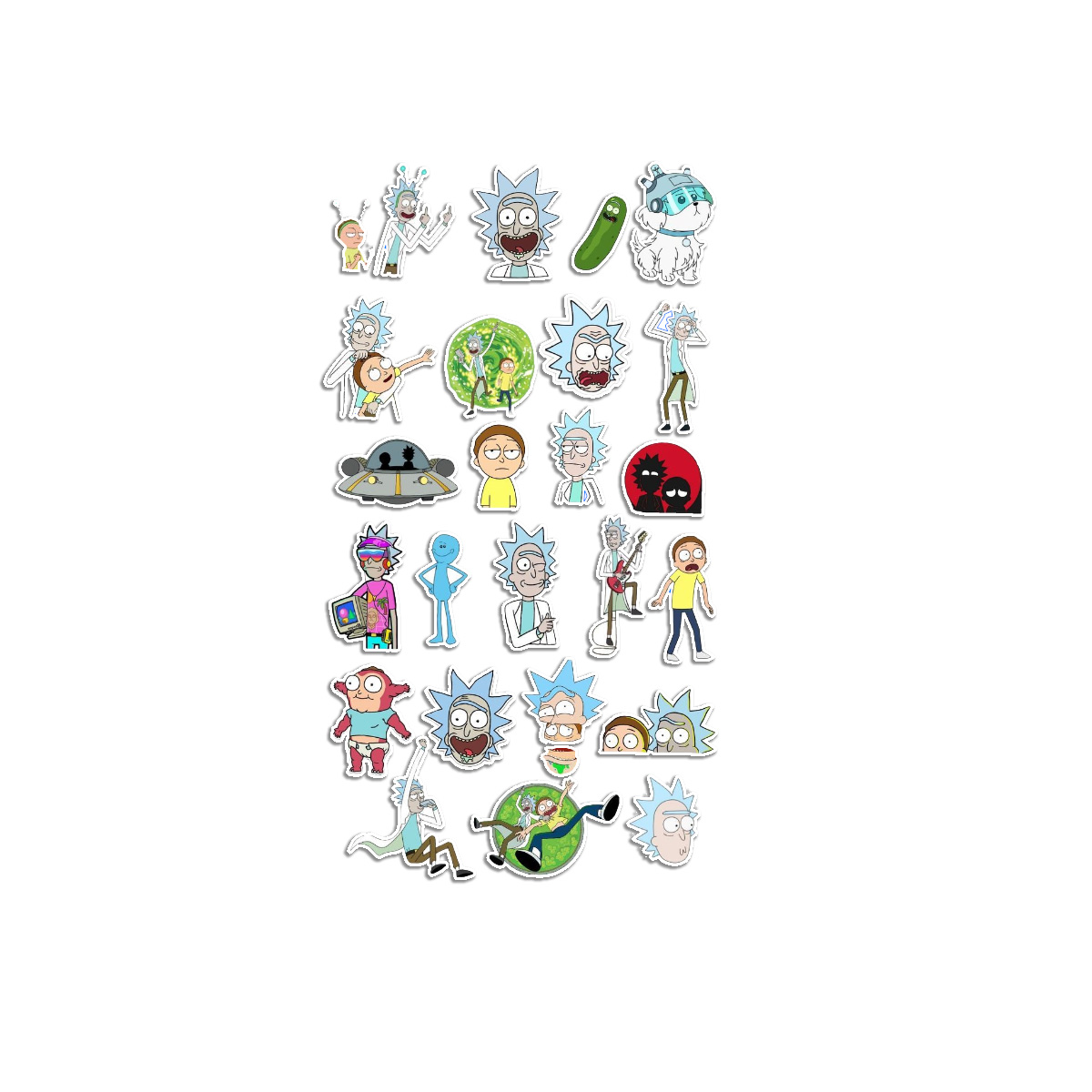 Stickers Calcos Rick and Morty N1 X25 Compu Celu Interiores 1