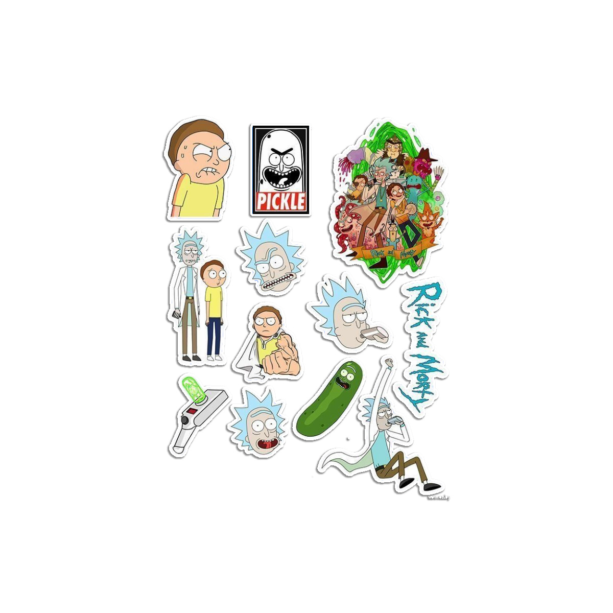 Stickers Calcos Rick and Morty N2 X25 Compu Celu Interiores 2