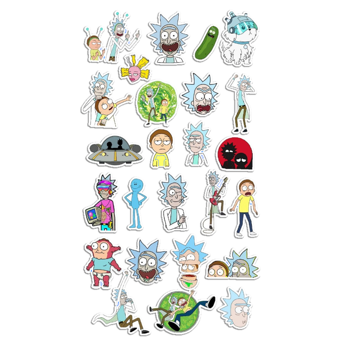 Stickers Calcos Rick and Morty N2 X25 Compu Celu Interiores 3