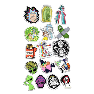 Stickers Calcos Rick and Morty N2 X25 Compu Celu Interiores