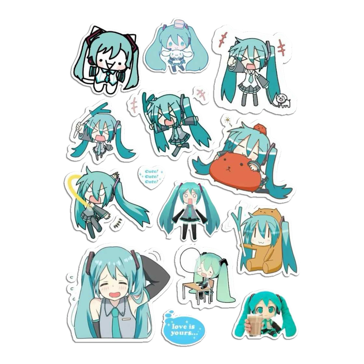 Stickers Calcos Pack Hatsune Miku N1 X25 Compu Celu Interiores 1