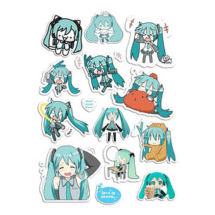 Stickers Calcos Pack Hatsune Miku N1 X25 Compu Celu Interiores