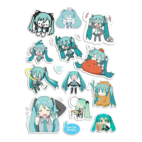 Stickers Calcos Pack Hatsune Miku N1 X25 Compu Celu Interiores