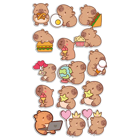 Stickers Calcos Pack Carpincho/Capibara  N1 X25