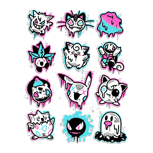 Stickers Calcos Pack Pokemon Art N1 X25 