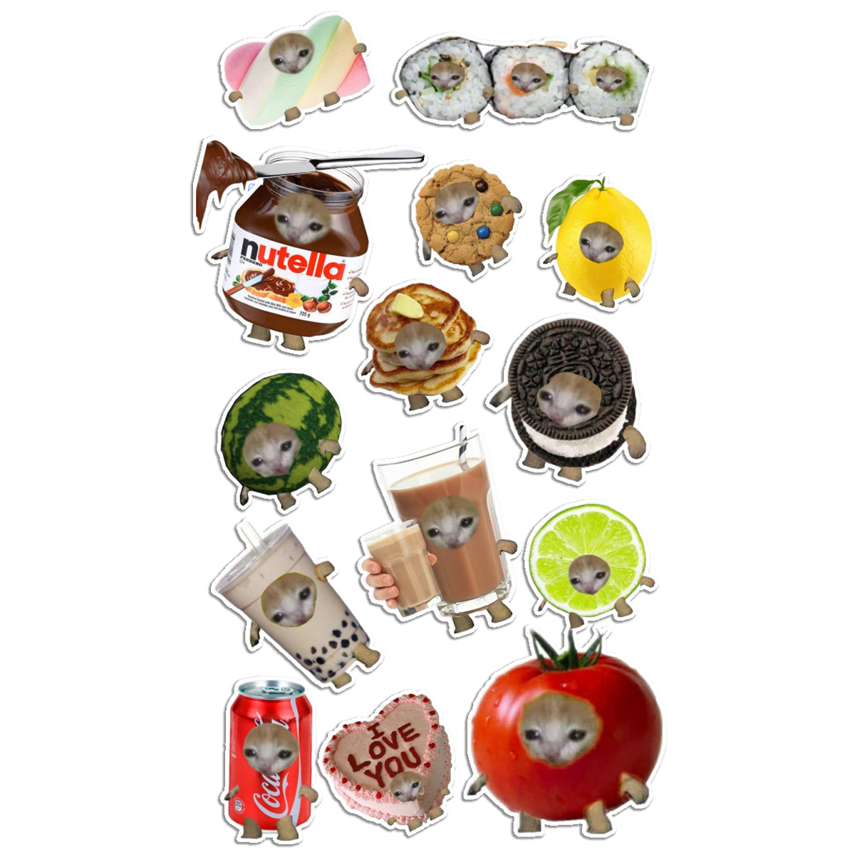 Stickers Calcos Memes Gatos N6 X25 Compu Celu Interiores 1