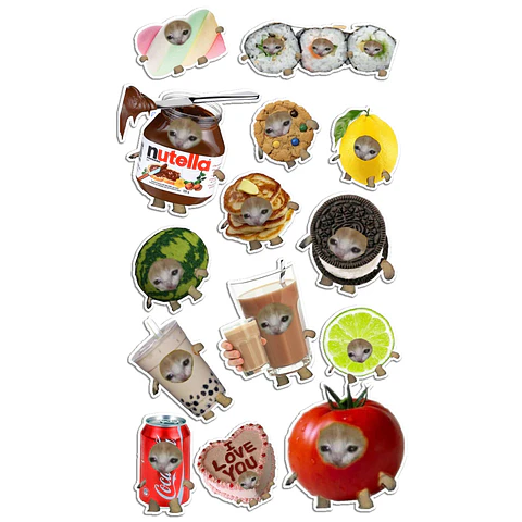 Stickers Calcos Memes Gatos N6 X25 Compu Celu Interiores