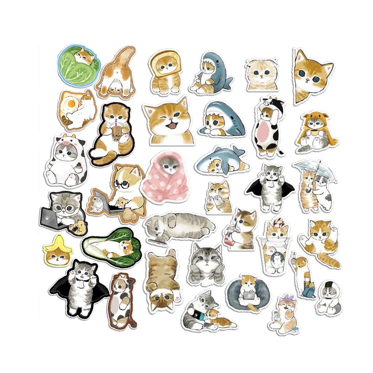 Stickers Memes Gatos Cute N7 X25 Compu Celu Interiores 1