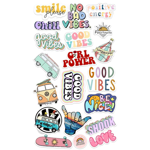 Stickers Calcos Pack Buenas Vibras N1 X25