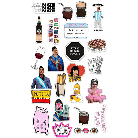 Stickers Calcos Pack Memes Argentina N1 X25