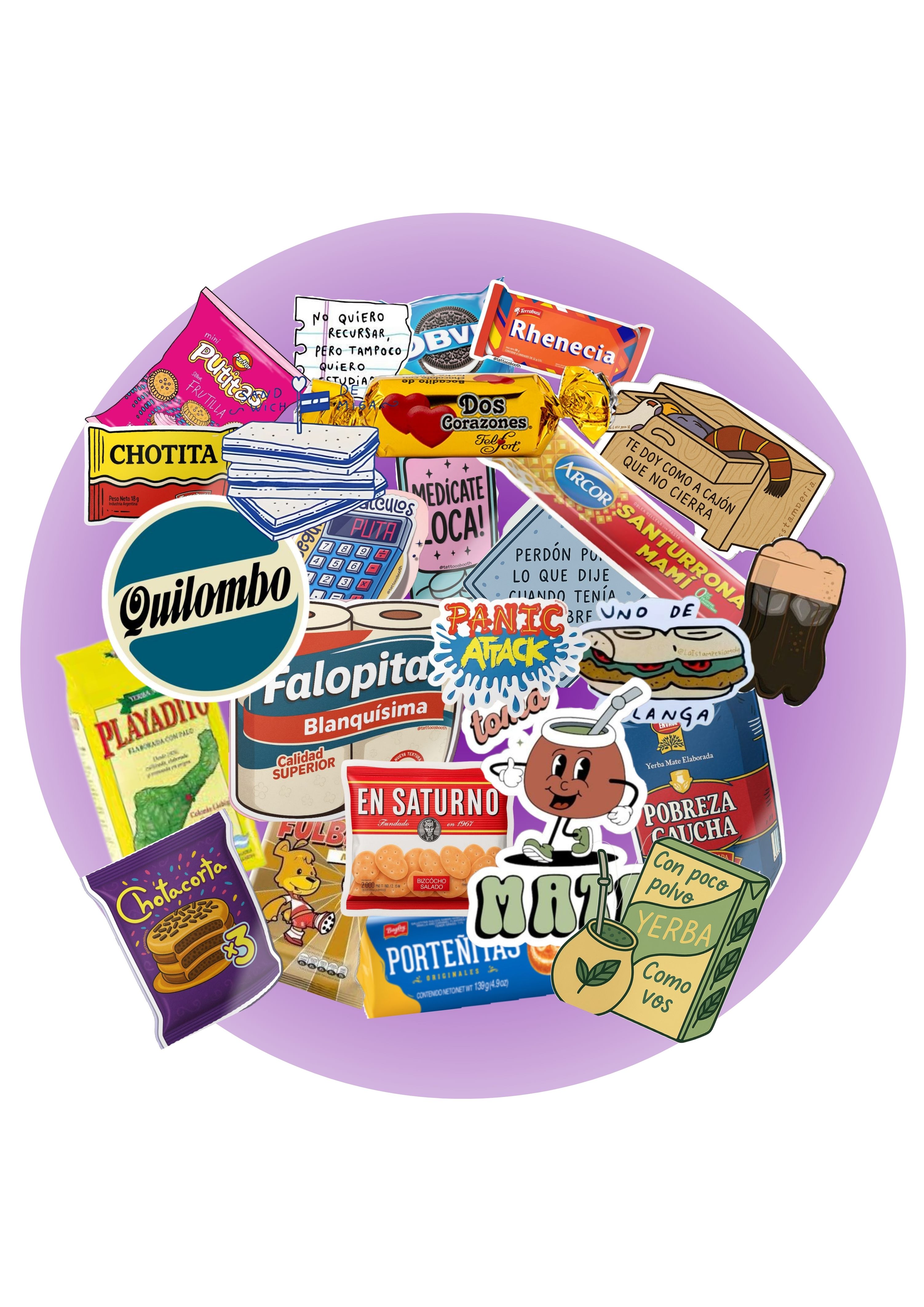 Stickers Calcos Pack Memes Comida Argentina N3 X25 1