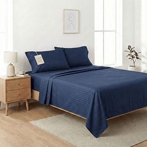 Juego De Cama Unicolor Azul Navy Fenore — Sábanas y Fundas Colombia