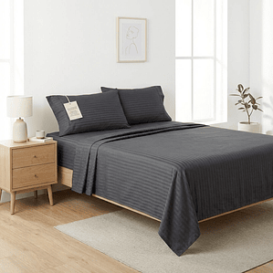 Juego De Cama Unicolor Negro Fenore — Sábanas y Fundas Colombia