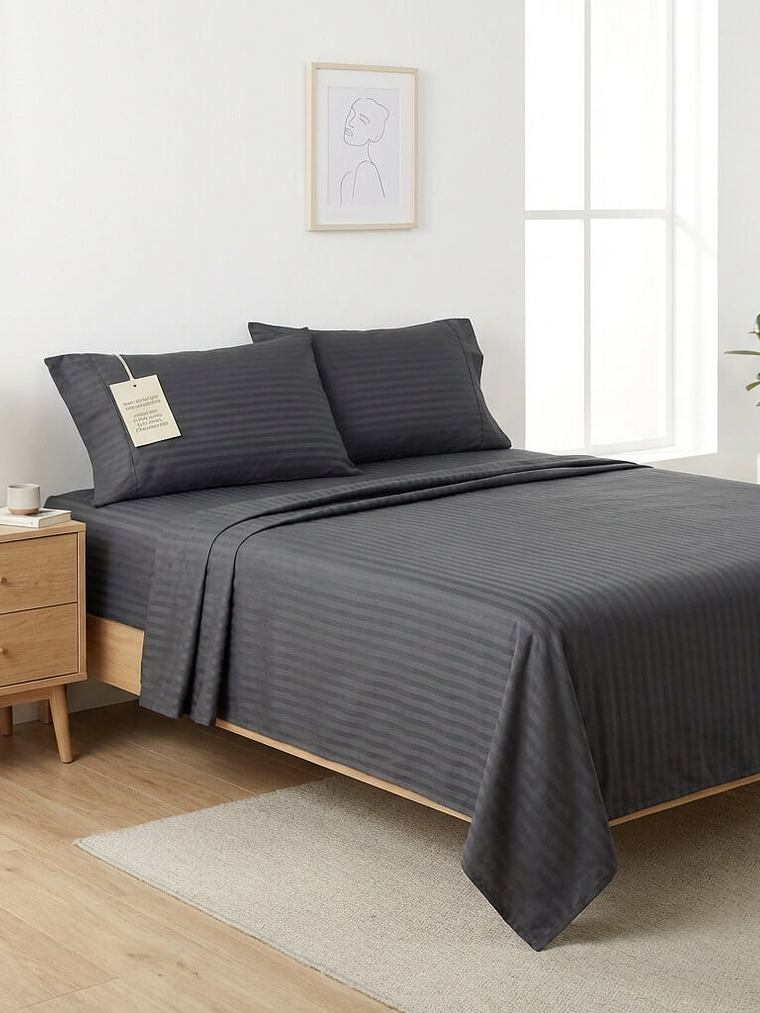 Juego De Cama Unicolor Negro 1