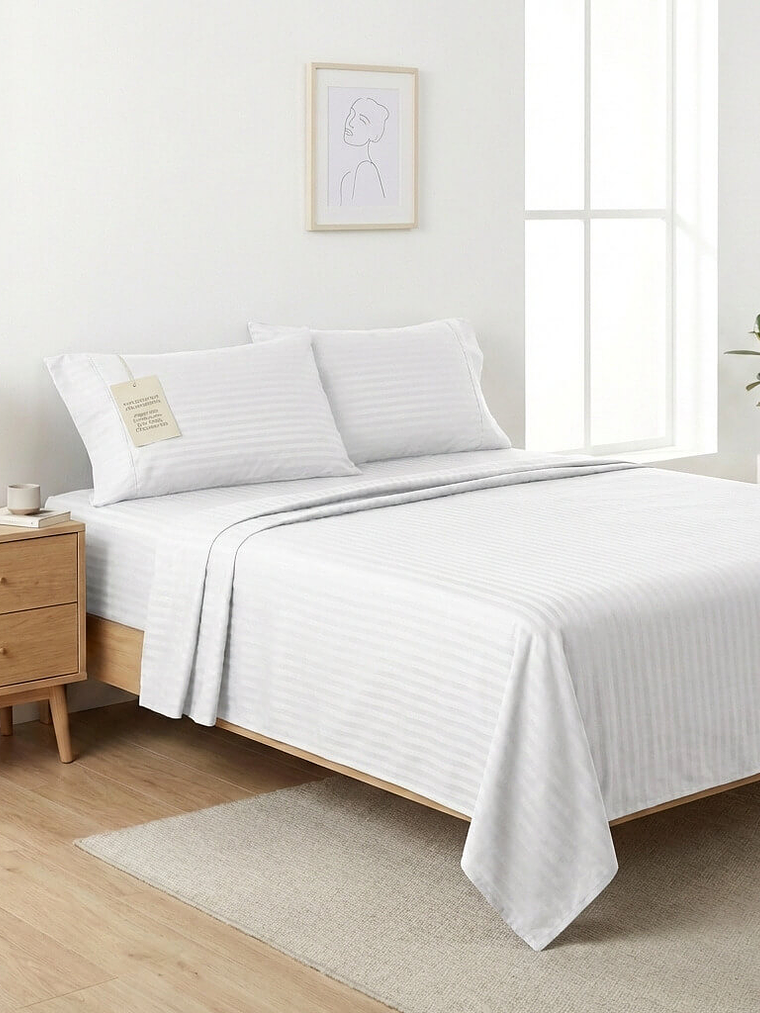 Juego De Cama Unicolor Blanco 1