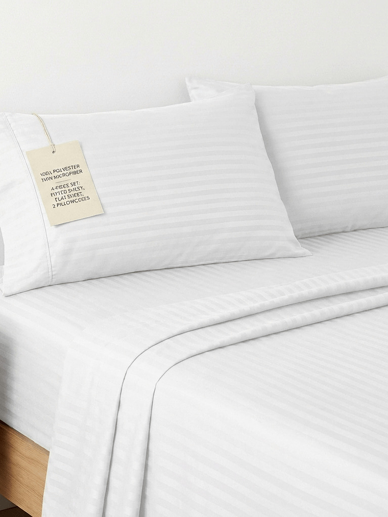 Juego De Cama Unicolor Blanco 3