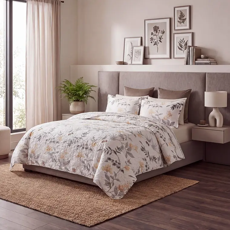 Cubrecama Quilt Estampado Pajaro 1