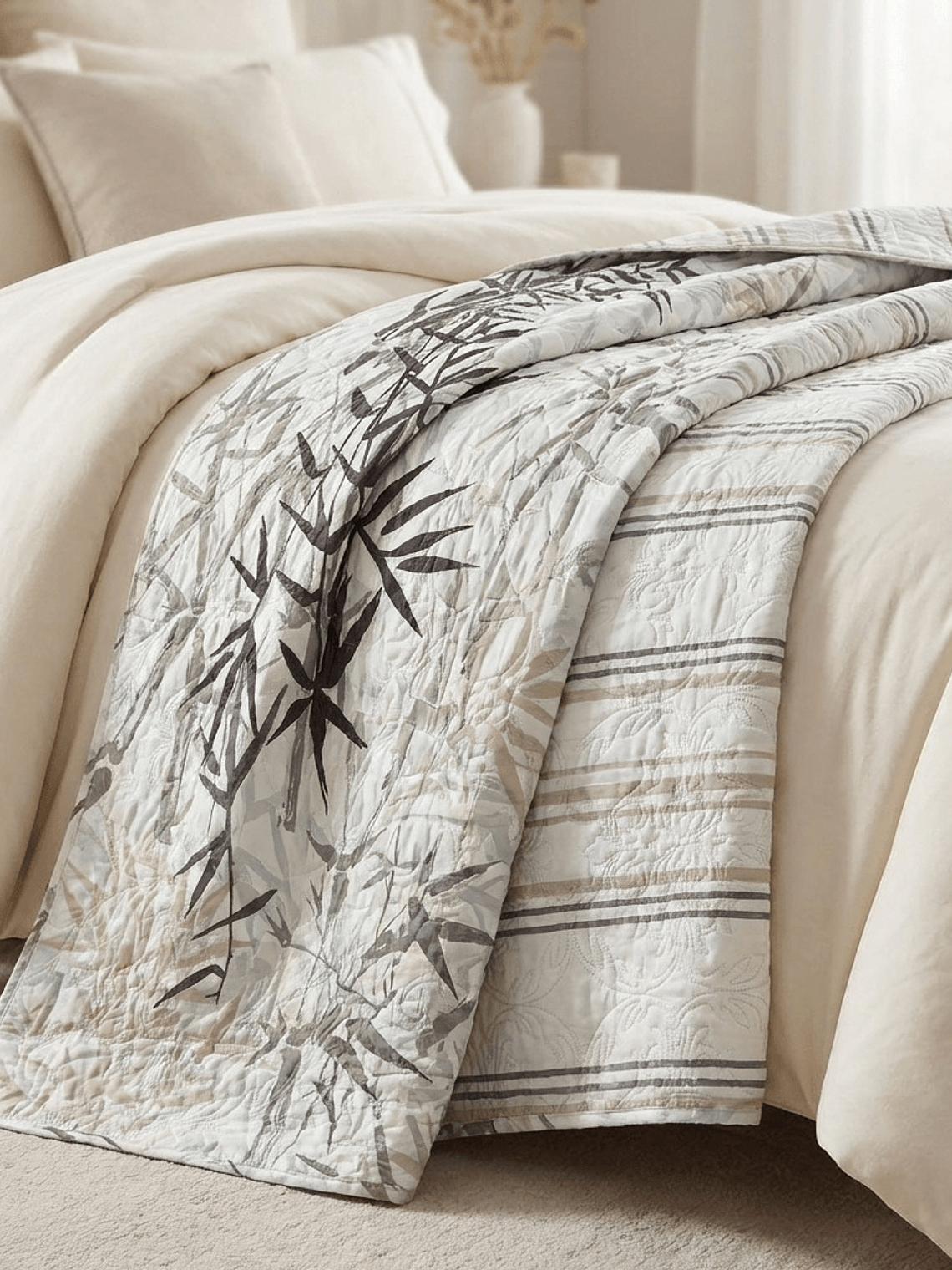 Cubrecama Quilt Estampado hojas 2