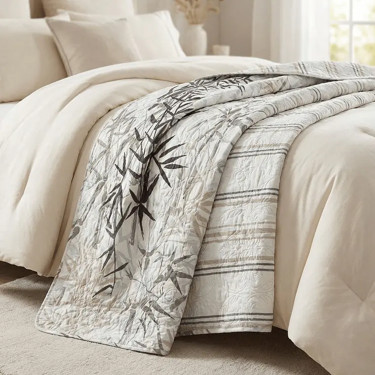 Cubrecama Quilt Estampado hojas 3
