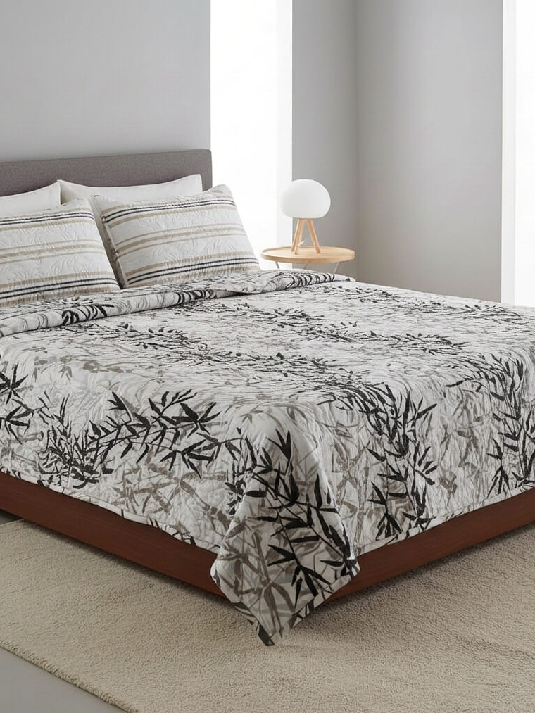 Cubrecama Quilt Estampado hojas 1