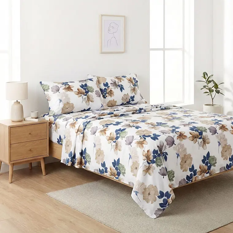 Juego De Sábanas Estampado Flores 1