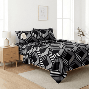 Juego De Cama Estampado Rombos Fenore — Sábanas y Fundas Colombia