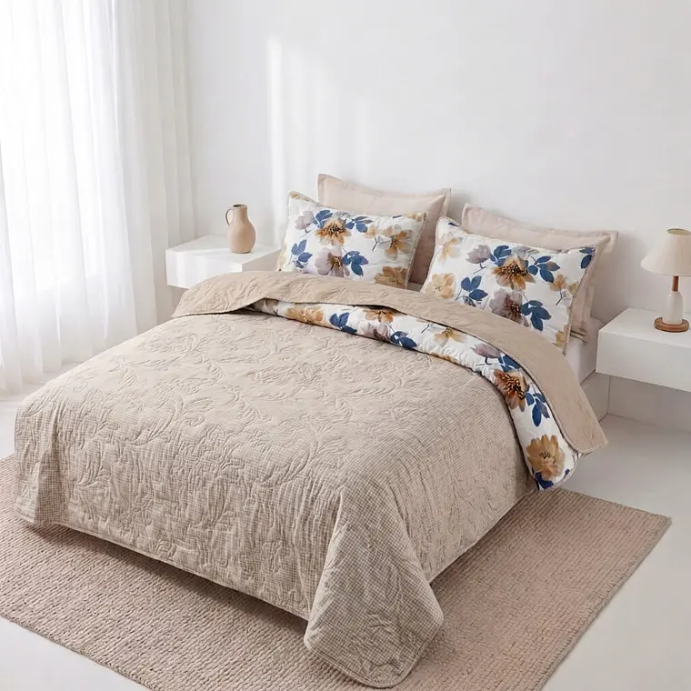 Cubrecama Quilt Estampado Flores 2